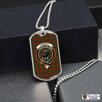 Turnbull Tartan Dog Tag Necklace with Family Crest