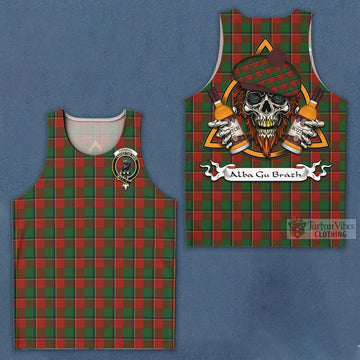 Turnbull Tartan Men's Tank Top with Family Crest and Bearded Skull Holding Bottles of Whiskey