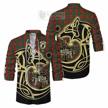 Turnbull Tartan Ghillie Kilt Shirt with Family Crest Celtic Wolf Style