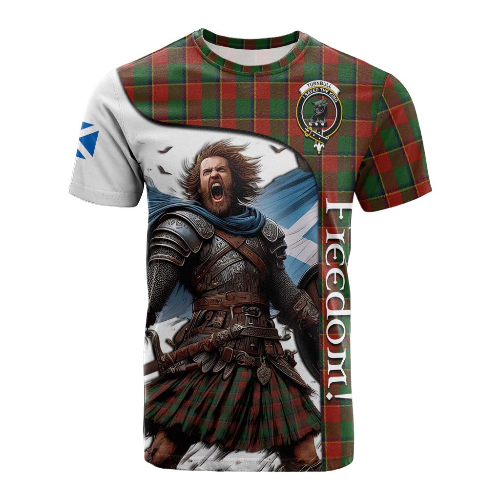 Tartan Vibes Clothing Turnbull Crest Tartan Cotton T-shirt Inspired by the Freedom of Scottish Warrior