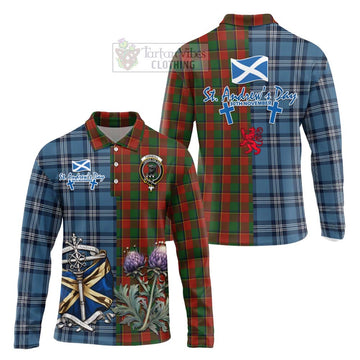 Turnbull Tartan Long Sleeve Polo Shirt Happy St. Andrew's Day Half Tartan Style