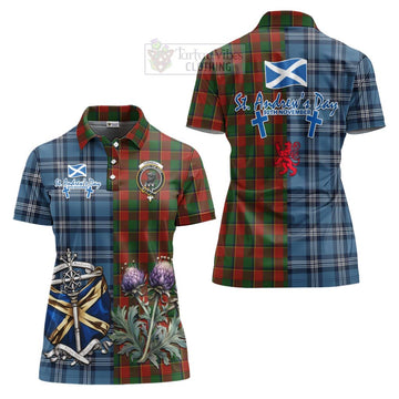 Turnbull Tartan Women's Polo Shirt Happy St. Andrew's Day Half Tartan Style