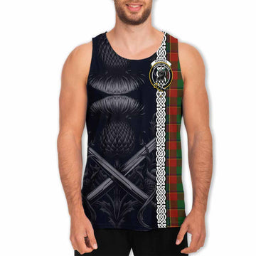 Turnbull Tartan Men's Tank Top with Family Crest Cross Sword Thistle Celtic Vibes