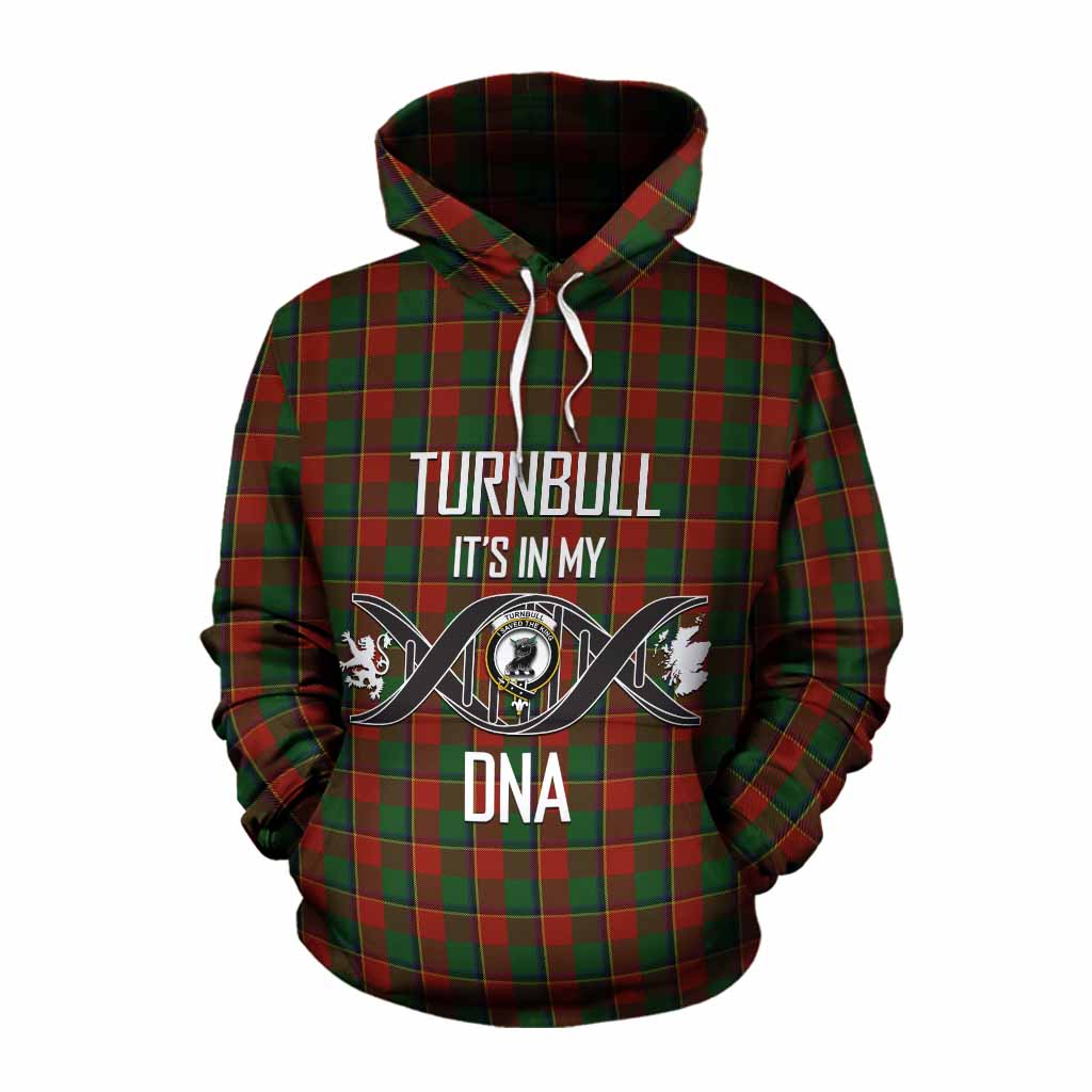 Tartan Vibes Clothing Turnbull Tartan Cotton Hoodie with Family Crest DNA In Me Style