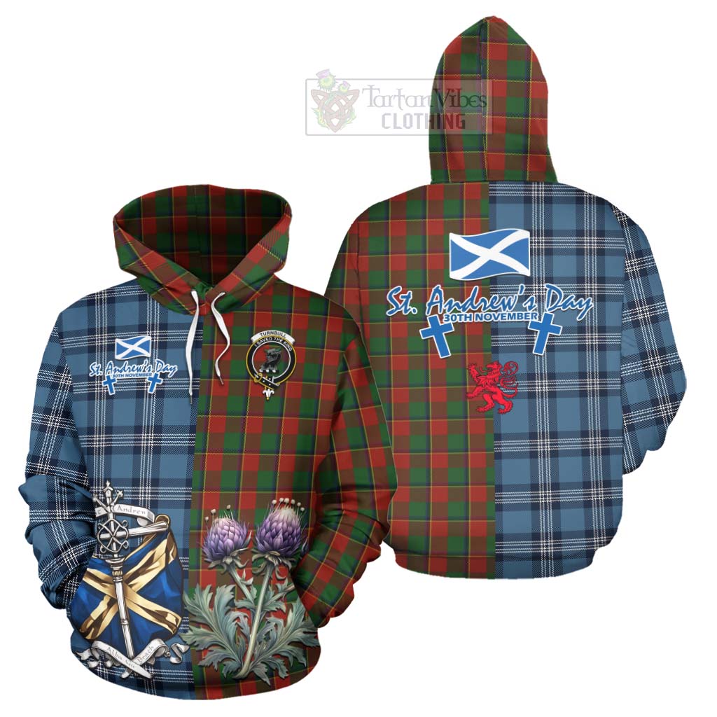 Tartan Vibes Clothing Turnbull Tartan Hoodie Happy St. Andrew's Day Half Tartan Style