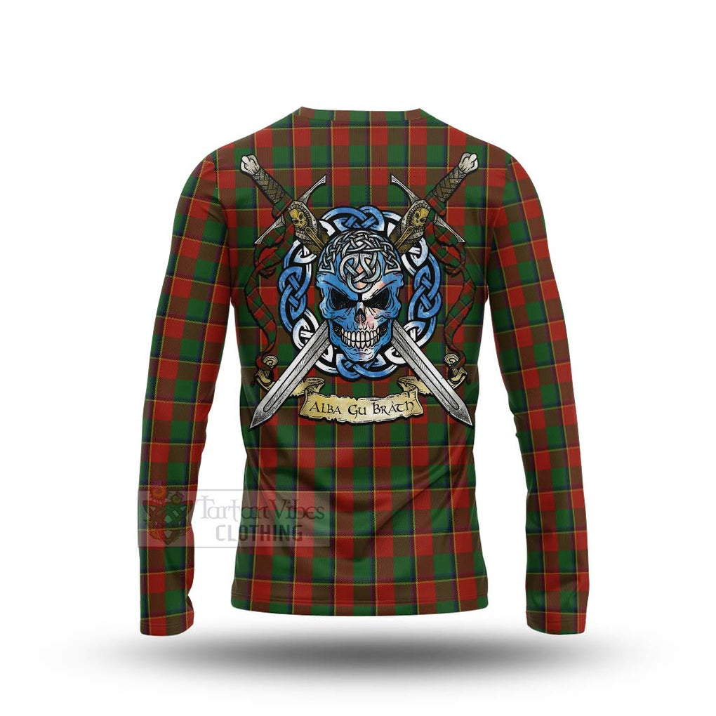 Tartan Vibes Clothing Turnbull Tartan Long Sleeve T-Shirt with Family Crest Celtic Skull Style