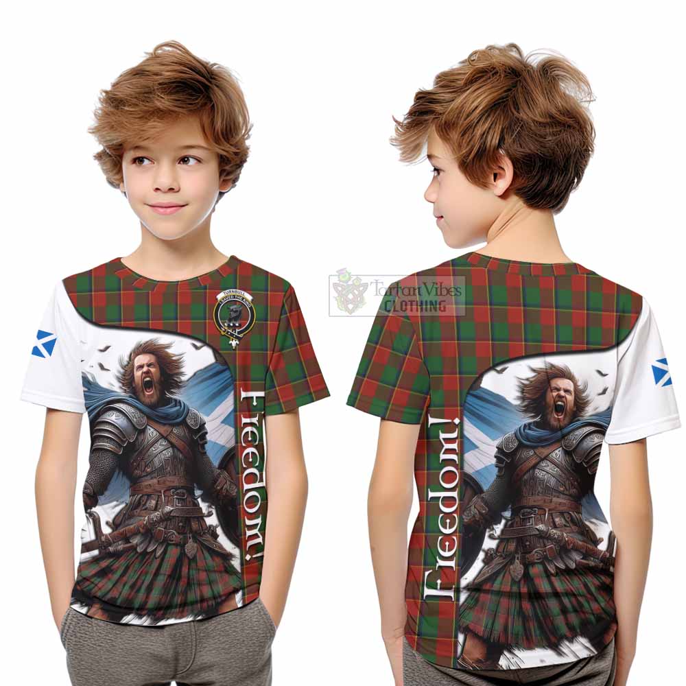 Tartan Vibes Clothing Turnbull Crest Tartan Kid T-Shirt Inspired by the Freedom of Scottish Warrior