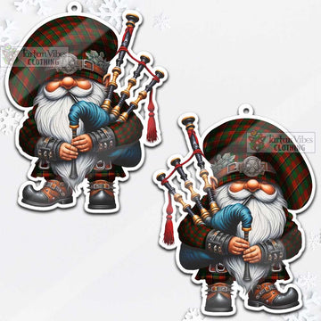 Turnbull Tartan Bagpiper Gnome Christmas Ornament