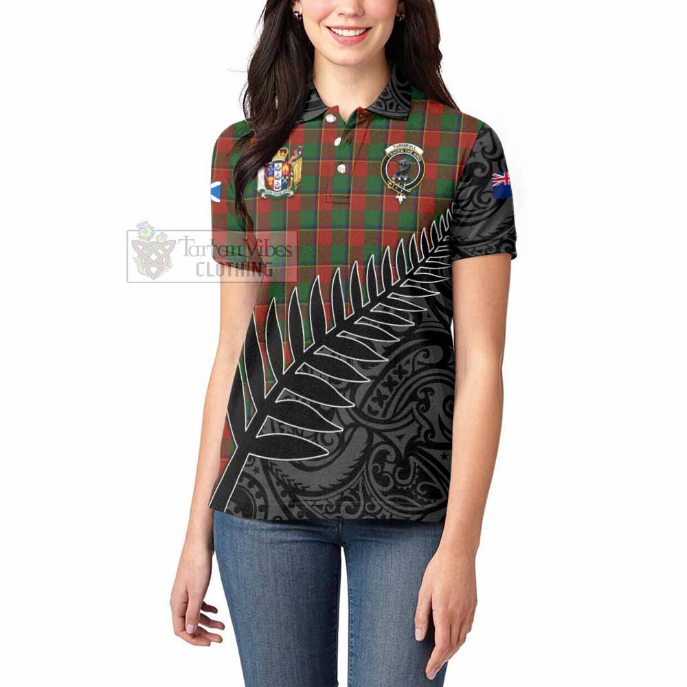 Tartan Vibes Clothing Turnbull Crest Tartan Women's Polo Shirt with New Zealand Silver Fern Half Style