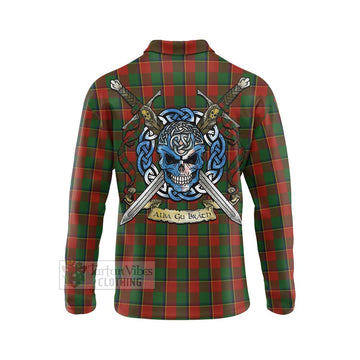 Turnbull Tartan Long Sleeve Polo Shirt with Family Crest Celtic Skull Style