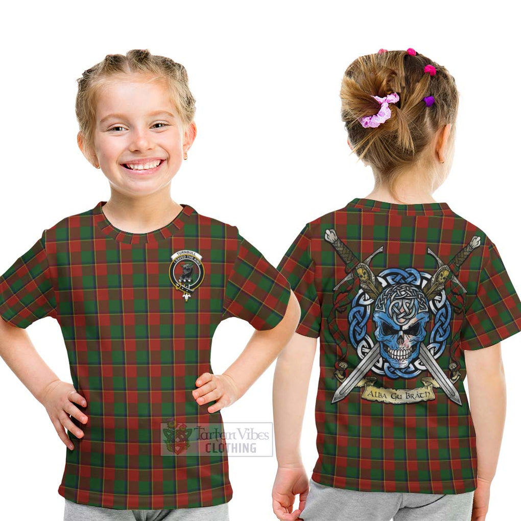 Turnbull Tartan Kid T-Shirt with Family Crest Celtic Skull Style - Tartan Vibes Clothing