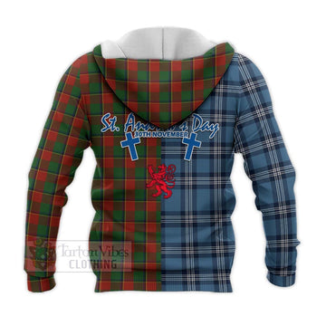 Turnbull Tartan Knitted Hoodie Happy St. Andrew's Day Half Tartan Style