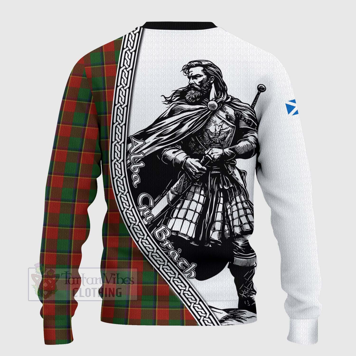 Tartan Vibes Clothing Turnbull Tartan Clan Crest Knitted Sweater with Highlander Warrior Celtic Style