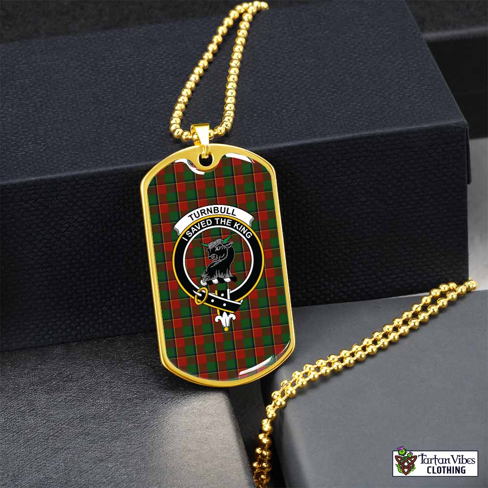 Tartan Vibes Clothing Turnbull Tartan Dog Tag Necklace with Family Crest