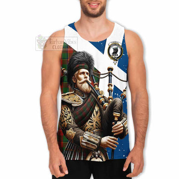 Turnbull Tartan Men's Tank Top with Family Crest Scottish Bagpiper Vibes