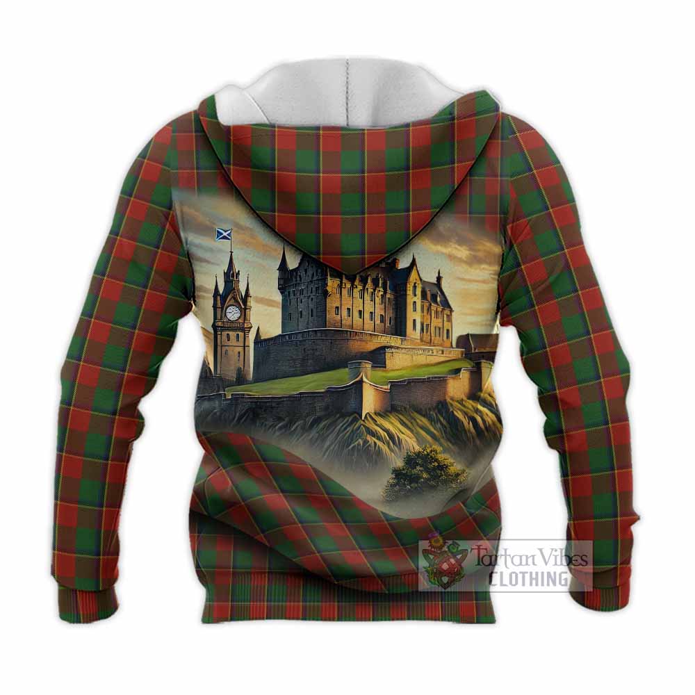 Turnbull Tartan Family Crest Knitted Hoodie with Scottish Ancient Castle Style - Tartan Vibes Clothing