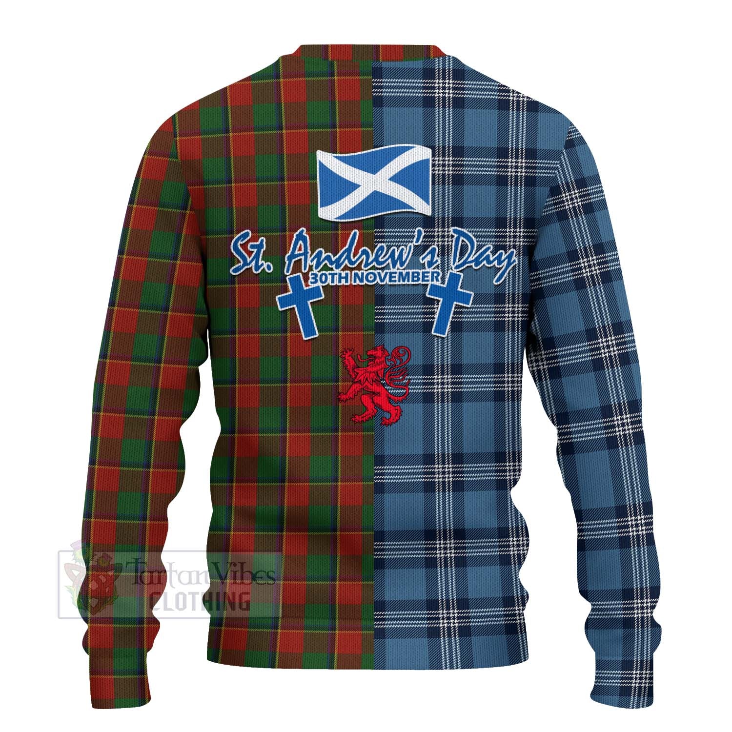 Tartan Vibes Clothing Turnbull Tartan Knitted Sweater Happy St. Andrew's Day Half Tartan Style