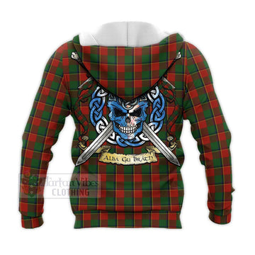 Turnbull Tartan Knitted Hoodie with Family Crest Celtic Skull Style