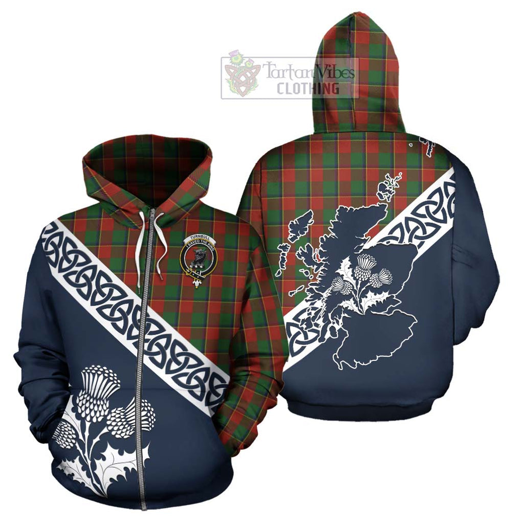 Tartan Vibes Clothing Turnbull Tartan Hoodie Featuring Thistle and Scotland Map