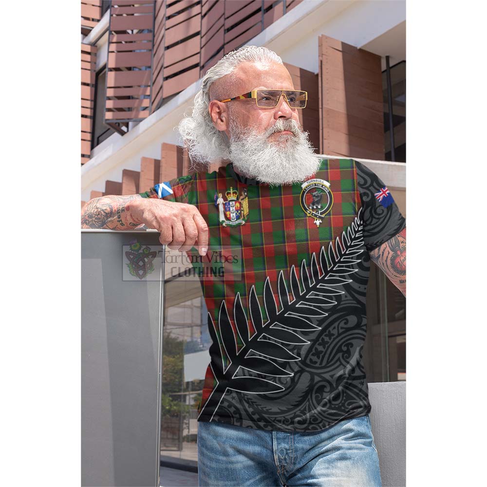 Tartan Vibes Clothing Turnbull Crest Tartan Cotton T-shirt with New Zealand Silver Fern Half Style