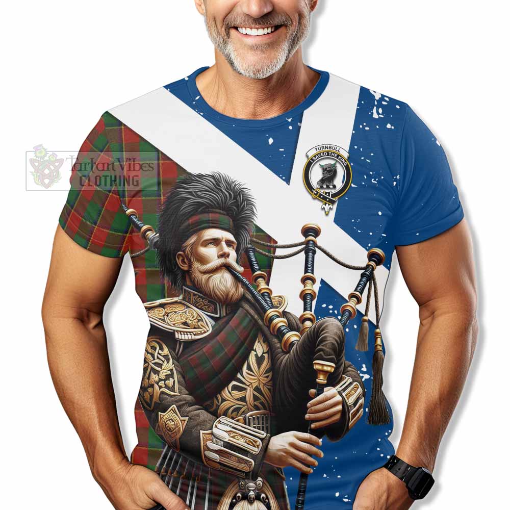 Tartan Vibes Clothing Turnbull Tartan T-Shirt with Family Crest Scottish Bagpiper Vibes