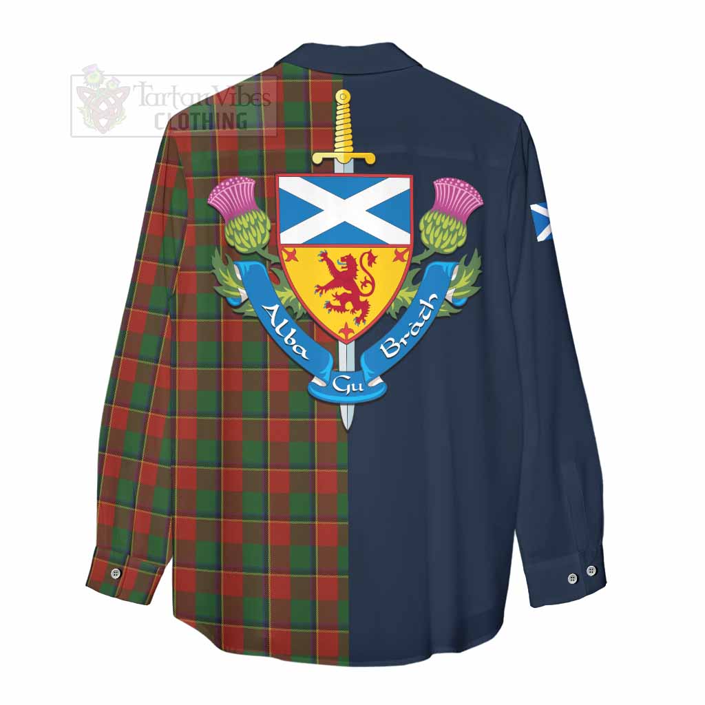 Tartan Vibes Clothing Turnbull Tartan Women's Casual Shirt Alba with Scottish Lion Royal Arm Half Style