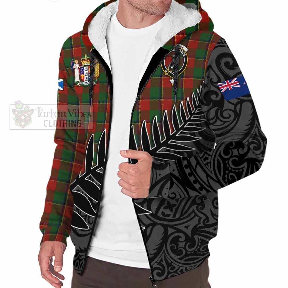 Tartan Vibes Clothing Turnbull Crest Tartan Sherpa Hoodie with New Zealand Silver Fern Half Style