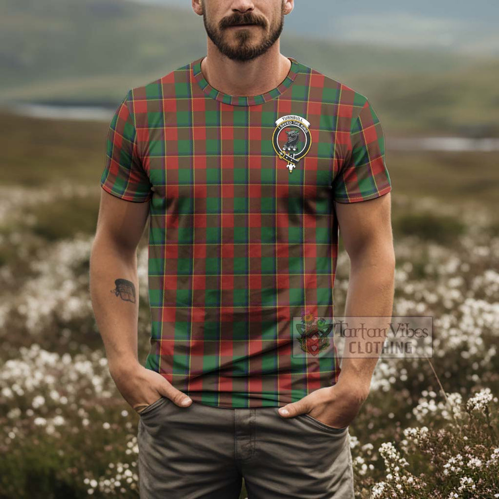 Tartan Vibes Clothing Turnbull Tartan T-Shirt with Family Crest and Bearded Skull Holding Bottles of Whiskey