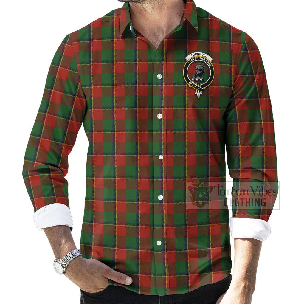 Tartan Vibes Clothing Turnbull Tartan Long Sleeve Button Shirt with Family Crest and Bearded Skull Holding Bottles of Whiskey