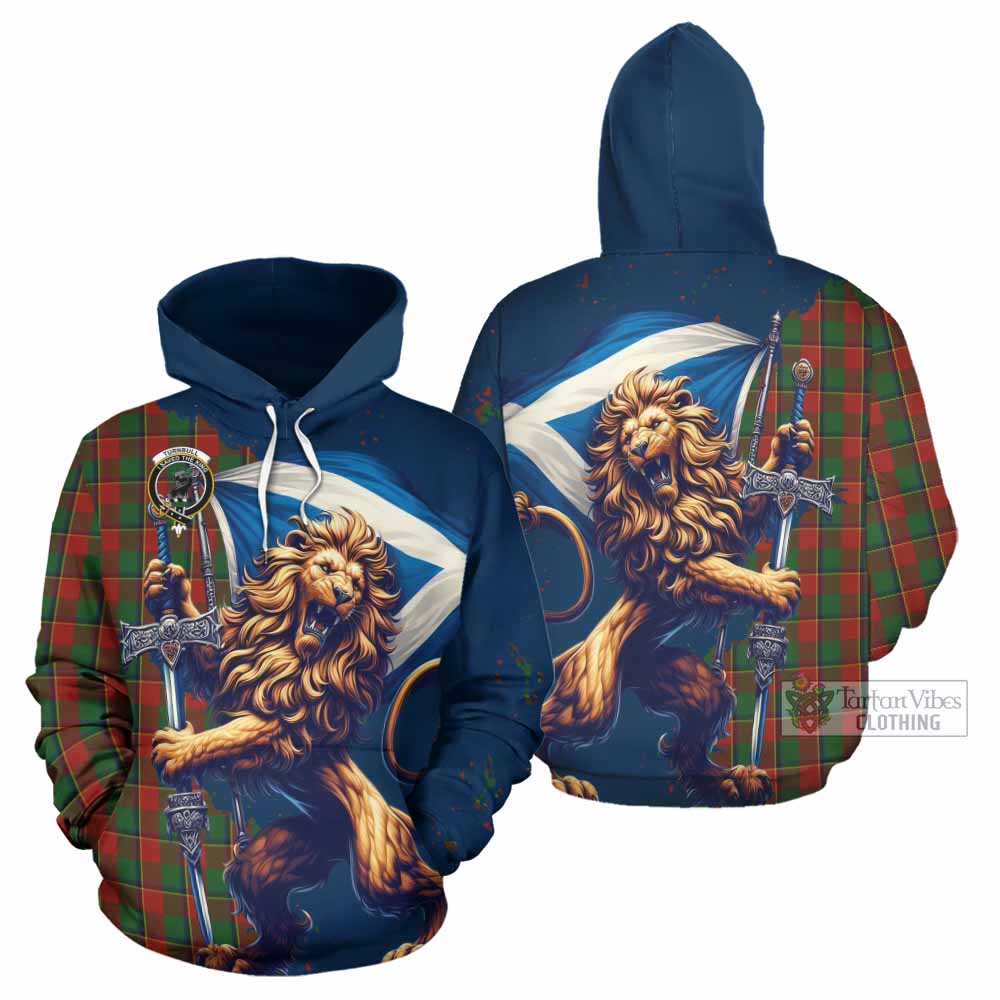 Turnbull Tartan Family Crest Hoodie with Scottish Majestic Lion