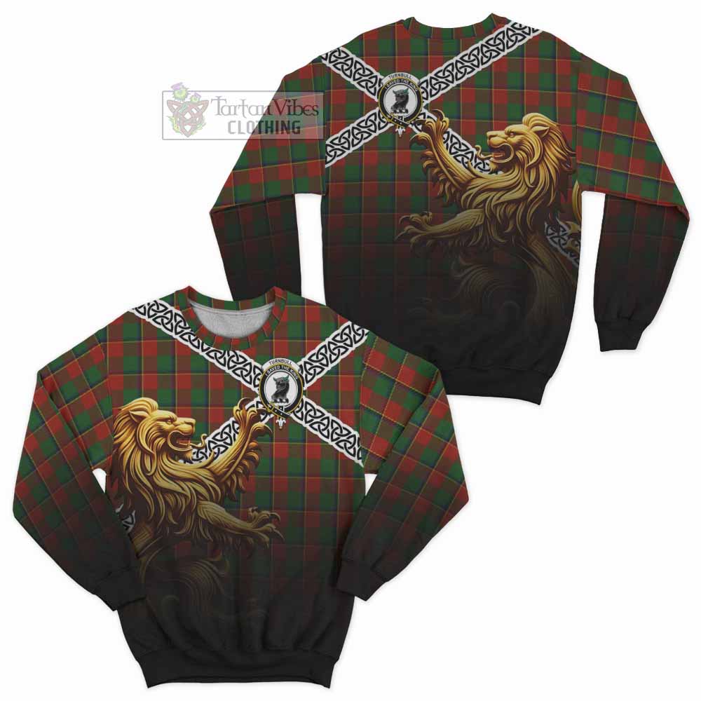 Turnbull Crest Tartan Sweatshirt with Golden Lion Emblem Celtic Style - Tartan Vibes Clothing
