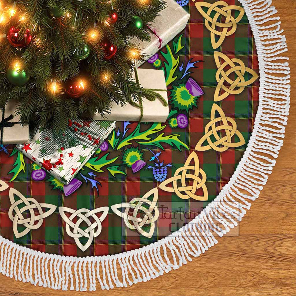 Tartan Vibes Clothing Turnbull Tartan Christmas Tree Skirt with Thistle Celtic Knot Style