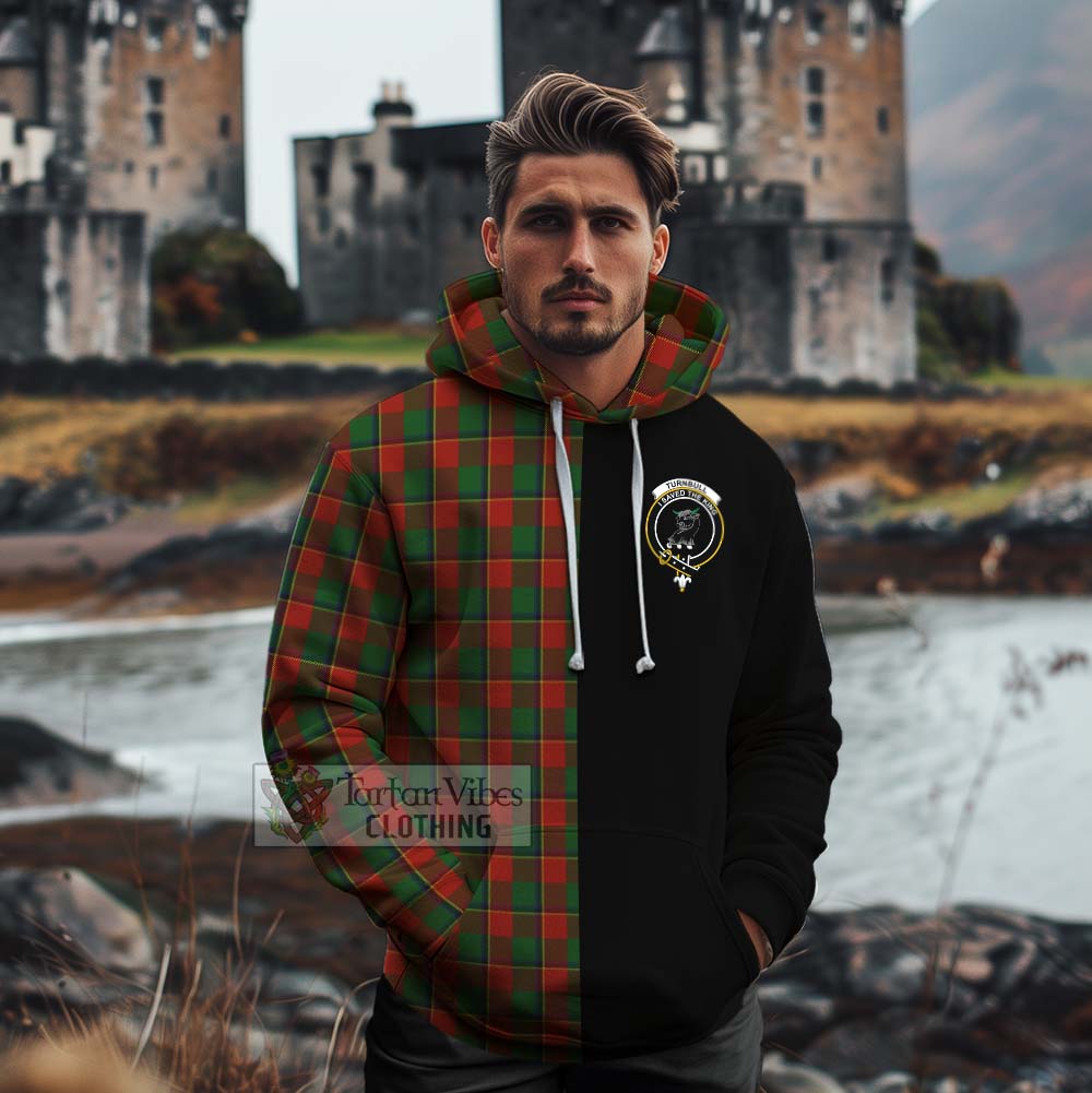 Tartan Vibes Clothing Turnbull Tartan Cotton Hoodie with Family Crest and Half Of Me Style