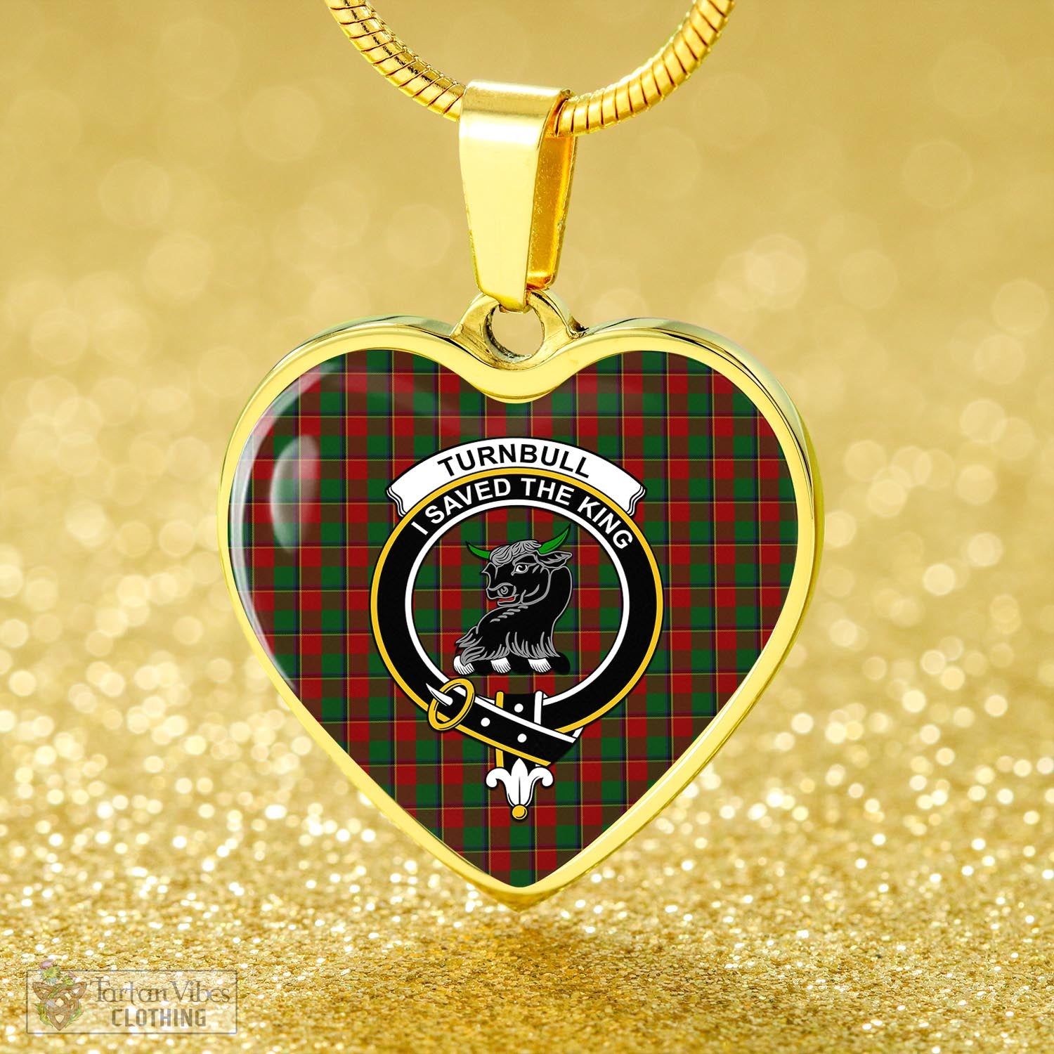 Tartan Vibes Clothing Turnbull Dress Tartan Heart Necklace with Family Crest