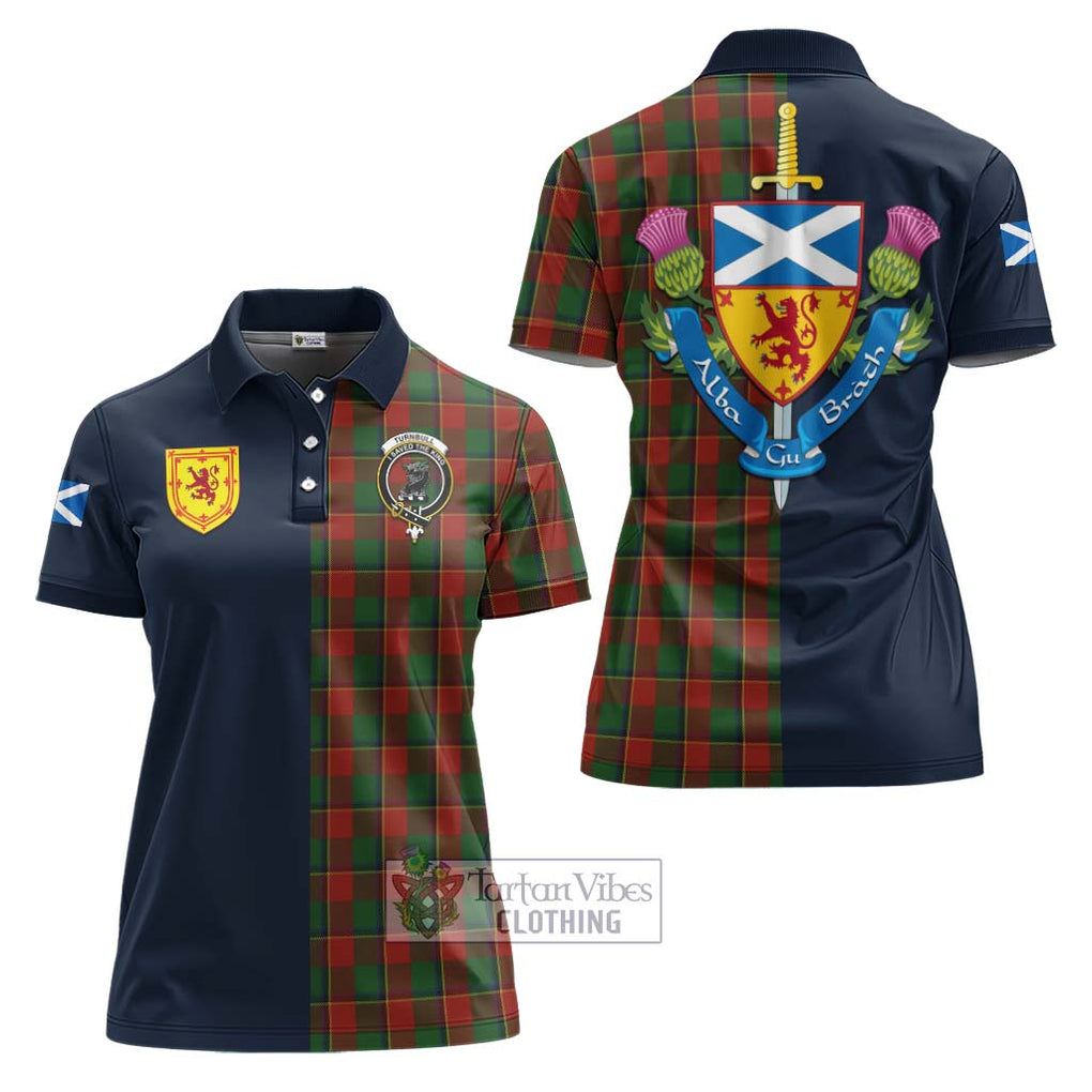 Tartan Vibes Clothing Turnbull Dress Tartan Women's Polo Shirt with Scottish Lion Royal Arm Half Style