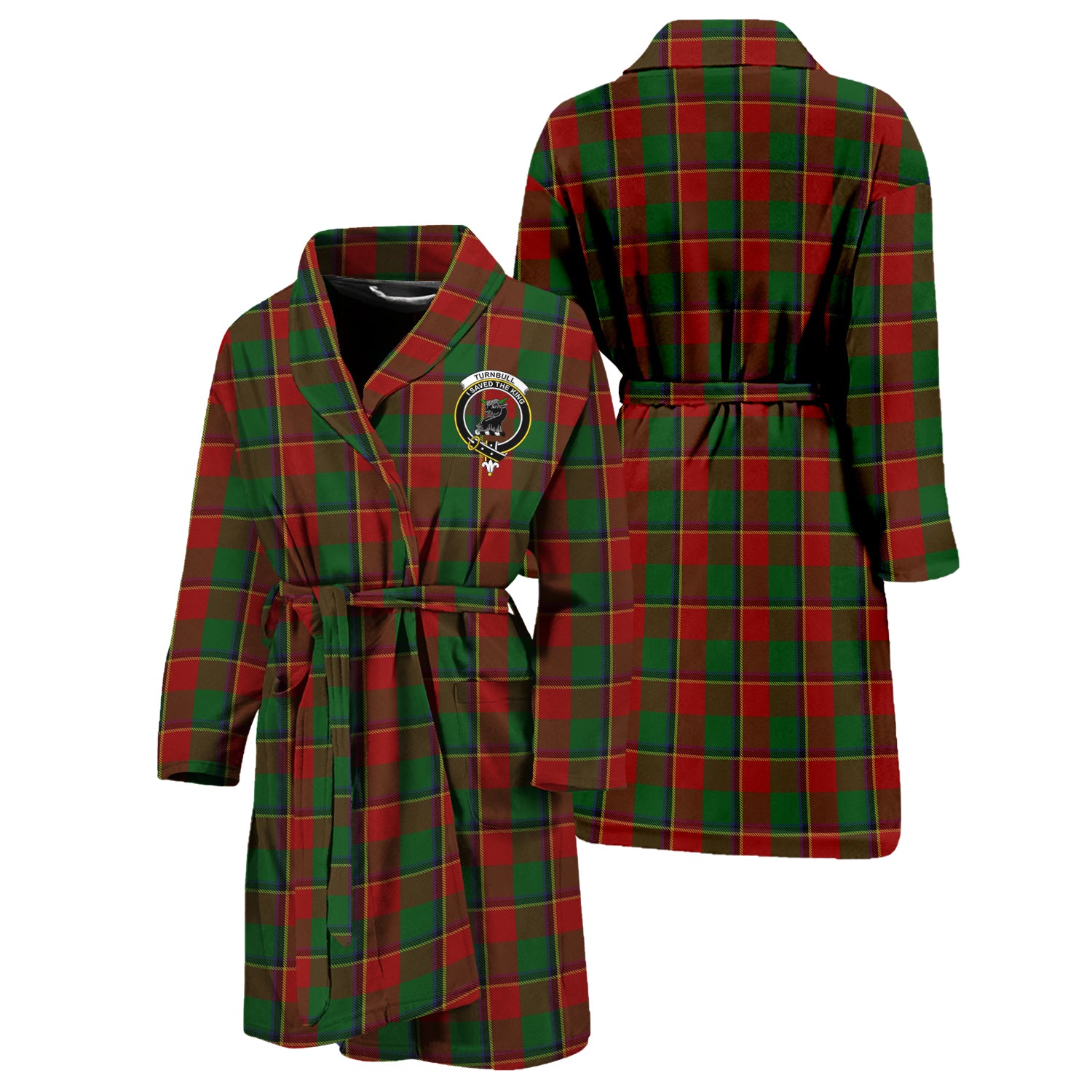 Turnbull Tartan Bathrobe with Family Crest Unisex S - Tartan Vibes Clothing