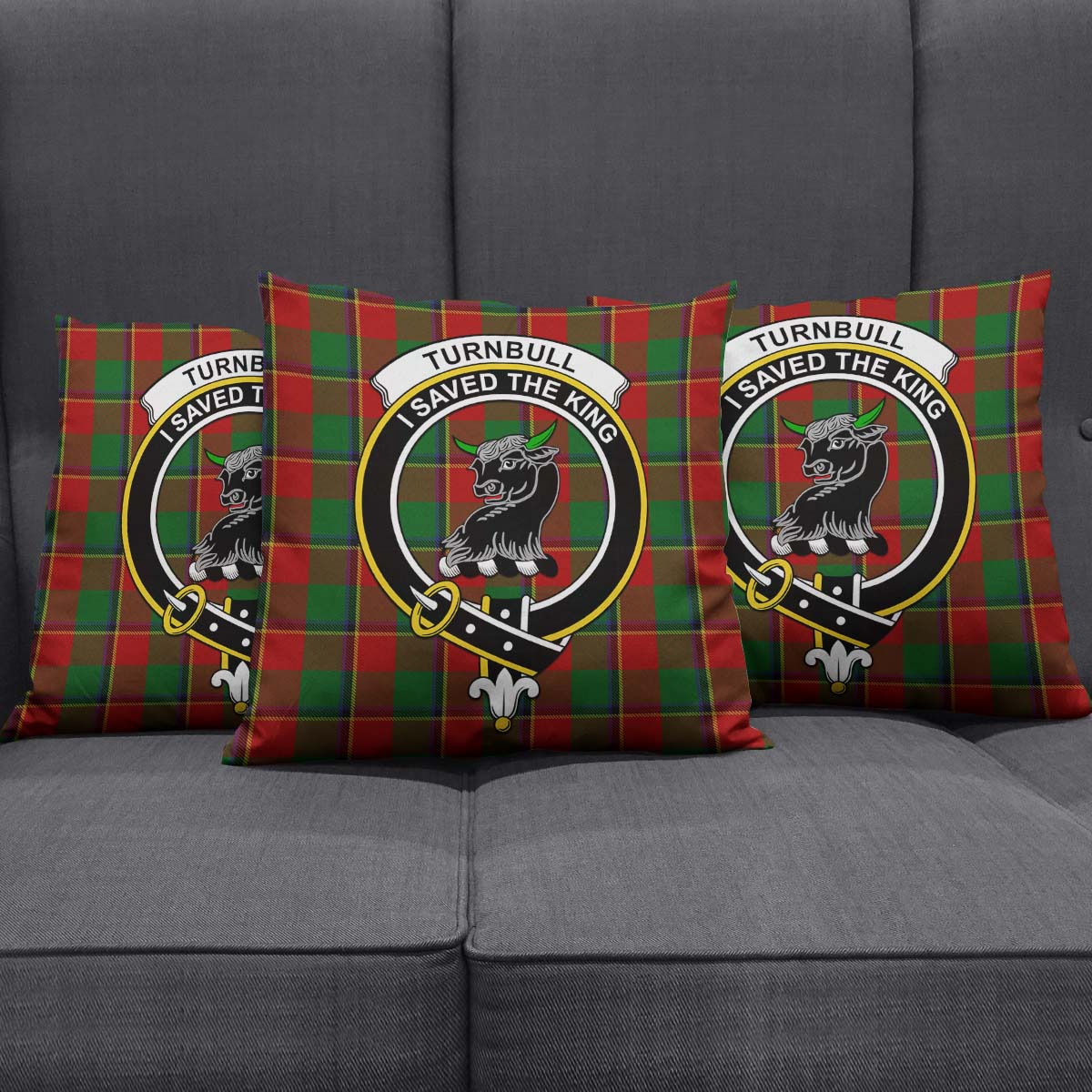 Turnbull Dress Tartan Pillow Cover with Family Crest Square Pillow Cover - Tartanvibesclothing