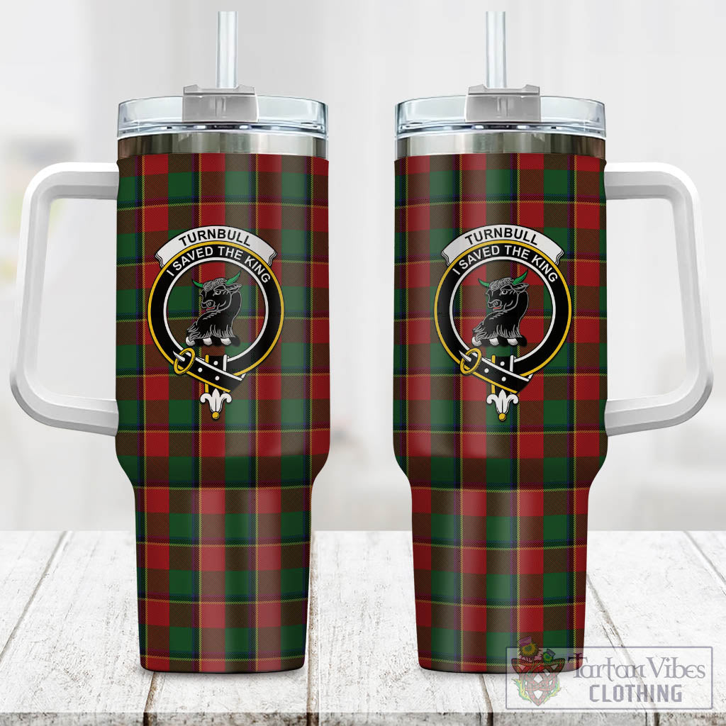 Tartan Vibes Clothing Turnbull Dress Tartan and Family Crest Tumbler with Handle