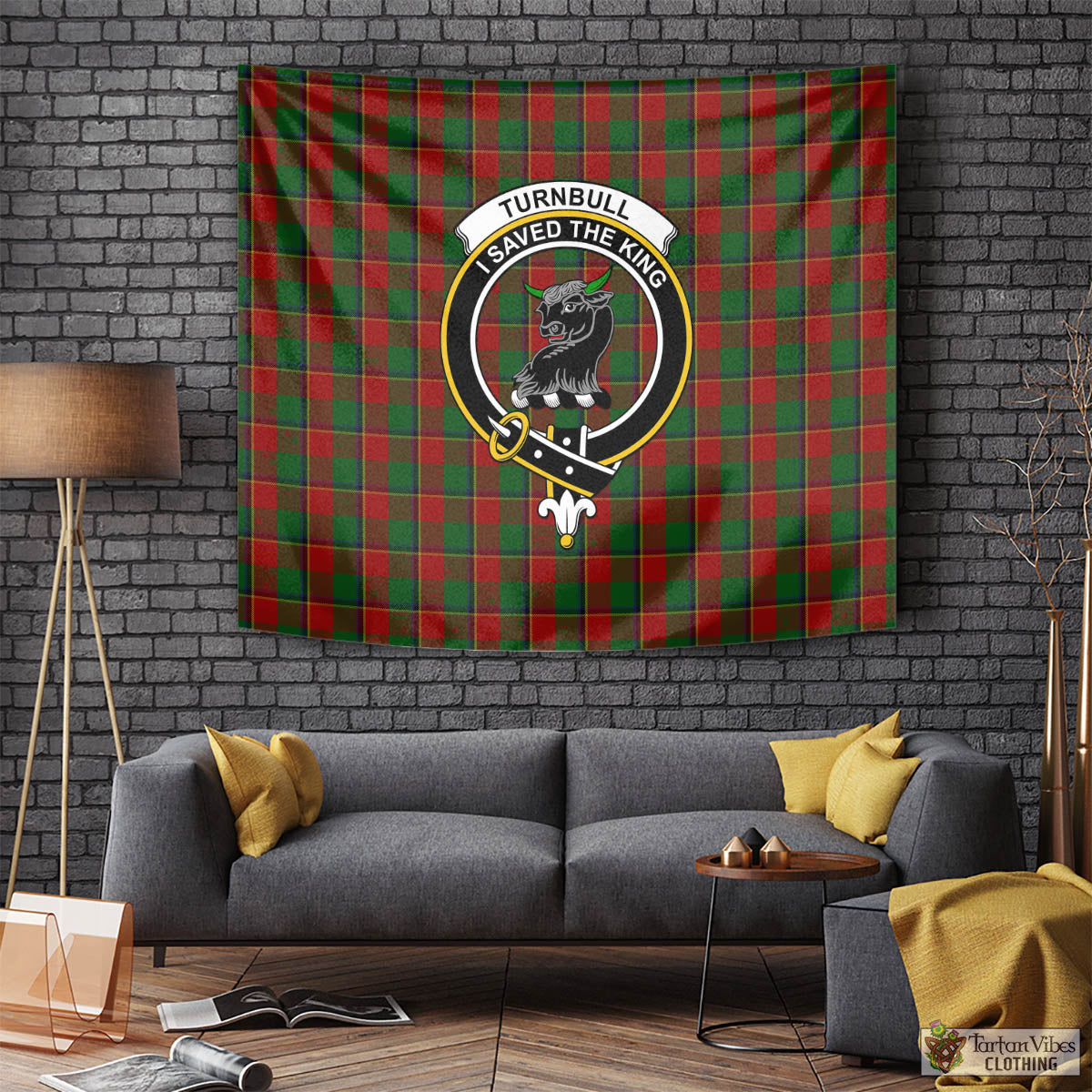 Tartan Vibes Clothing Turnbull Dress Tartan Tapestry Wall Hanging and Home Decor for Room with Family Crest