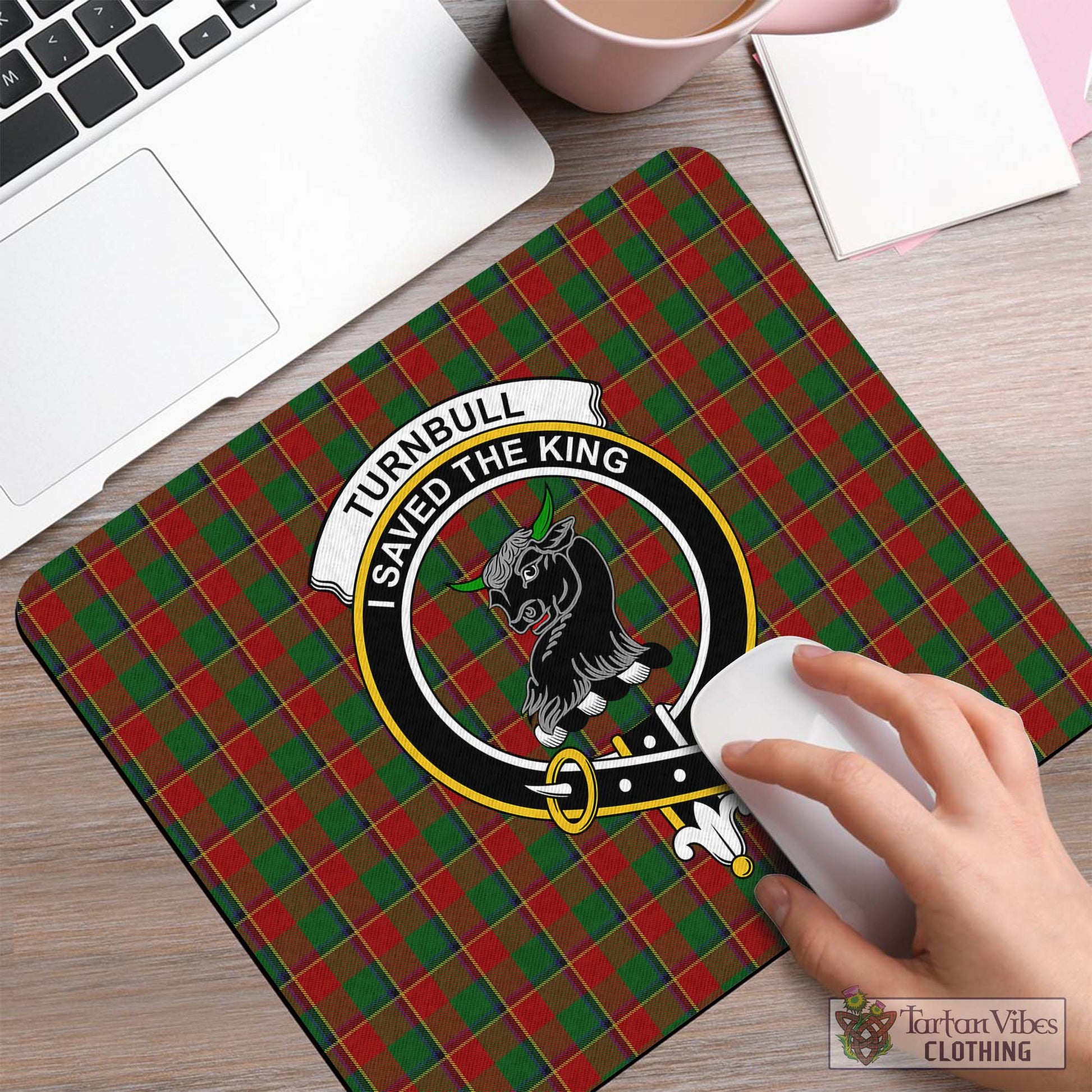 Tartan Vibes Clothing Turnbull Dress Tartan Mouse Pad with Family Crest