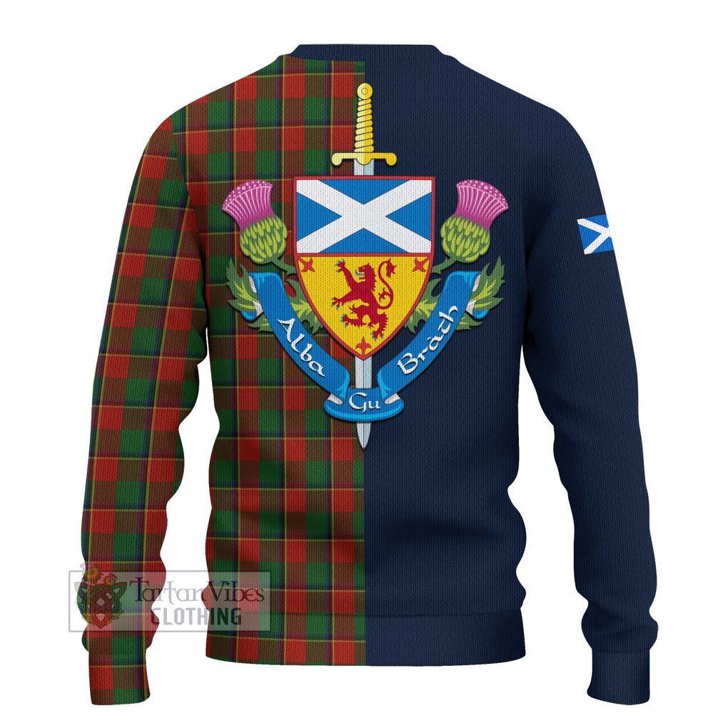 Tartan Vibes Clothing Turnbull Dress Tartan Knitted Sweater with Scottish Lion Royal Arm Half Style