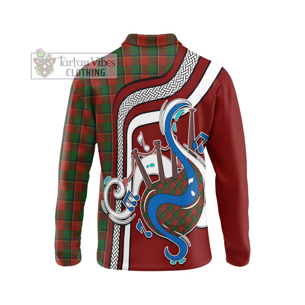 Tartan Vibes Clothing Turnbull Dress Tartan Long Sleeve Polo Shirt with Epic Bagpipe Style