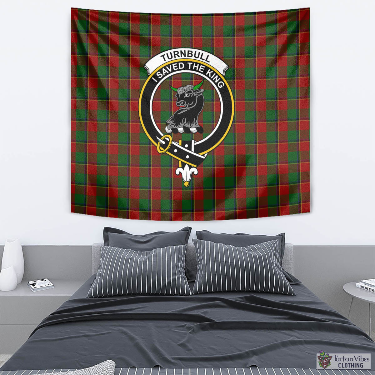 Tartan Vibes Clothing Turnbull Dress Tartan Tapestry Wall Hanging and Home Decor for Room with Family Crest