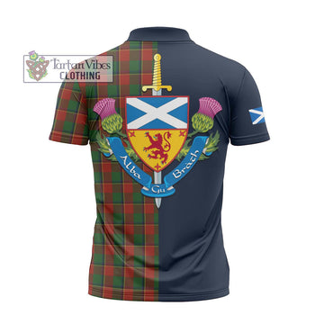 Turnbull Tartan Zipper Polo Shirt Alba with Scottish Lion Royal Arm Half Style