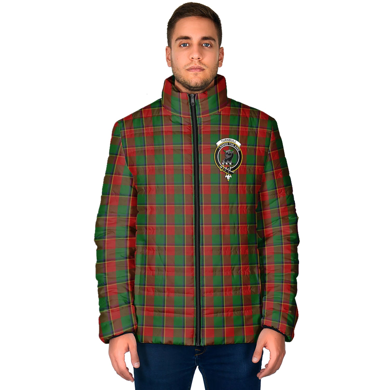 Turnbull Tartan Padded Jacket with Family Crest - Tartan Vibes Clothing