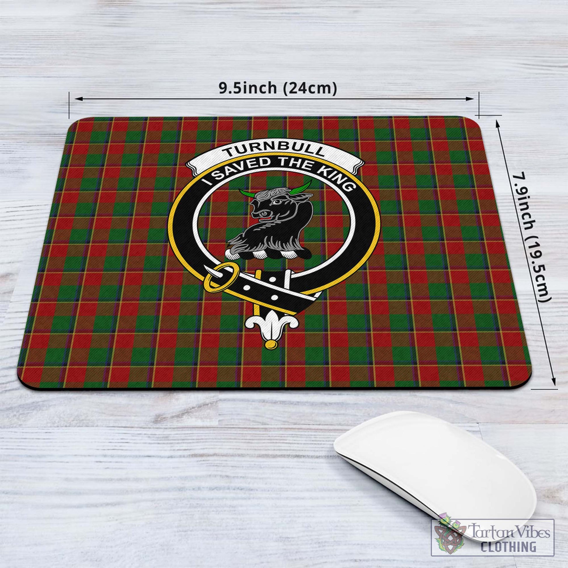 Tartan Vibes Clothing Turnbull Dress Tartan Mouse Pad with Family Crest