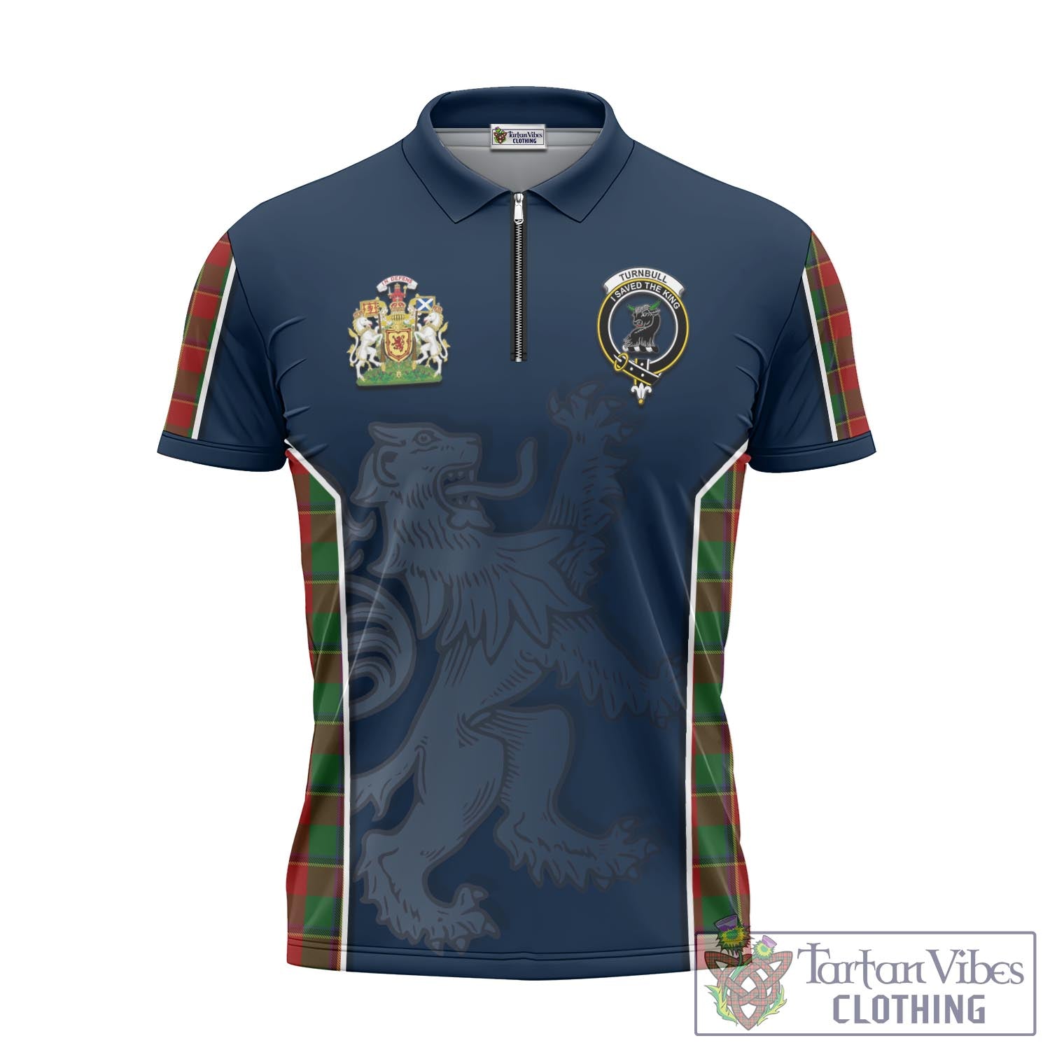 Tartan Vibes Clothing Turnbull Dress Tartan Zipper Polo Shirt with Family Crest and Lion Rampant Vibes Sport Style