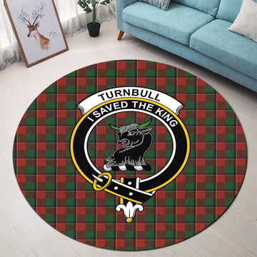 Turnbull Tartan Round Rug with Family Crest