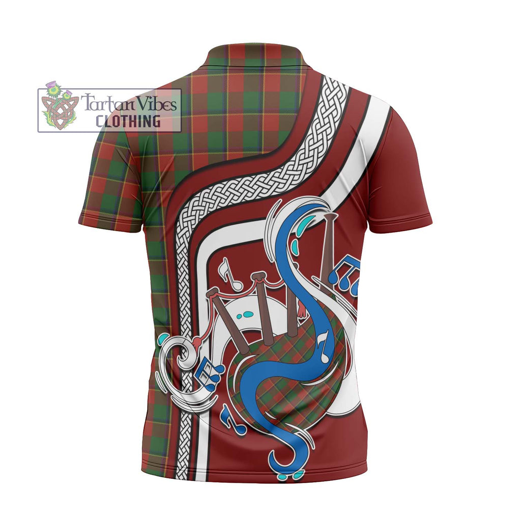 Turnbull Tartan Zipper Polo Shirt with Epic Bagpipe Style - Tartanvibesclothing Shop