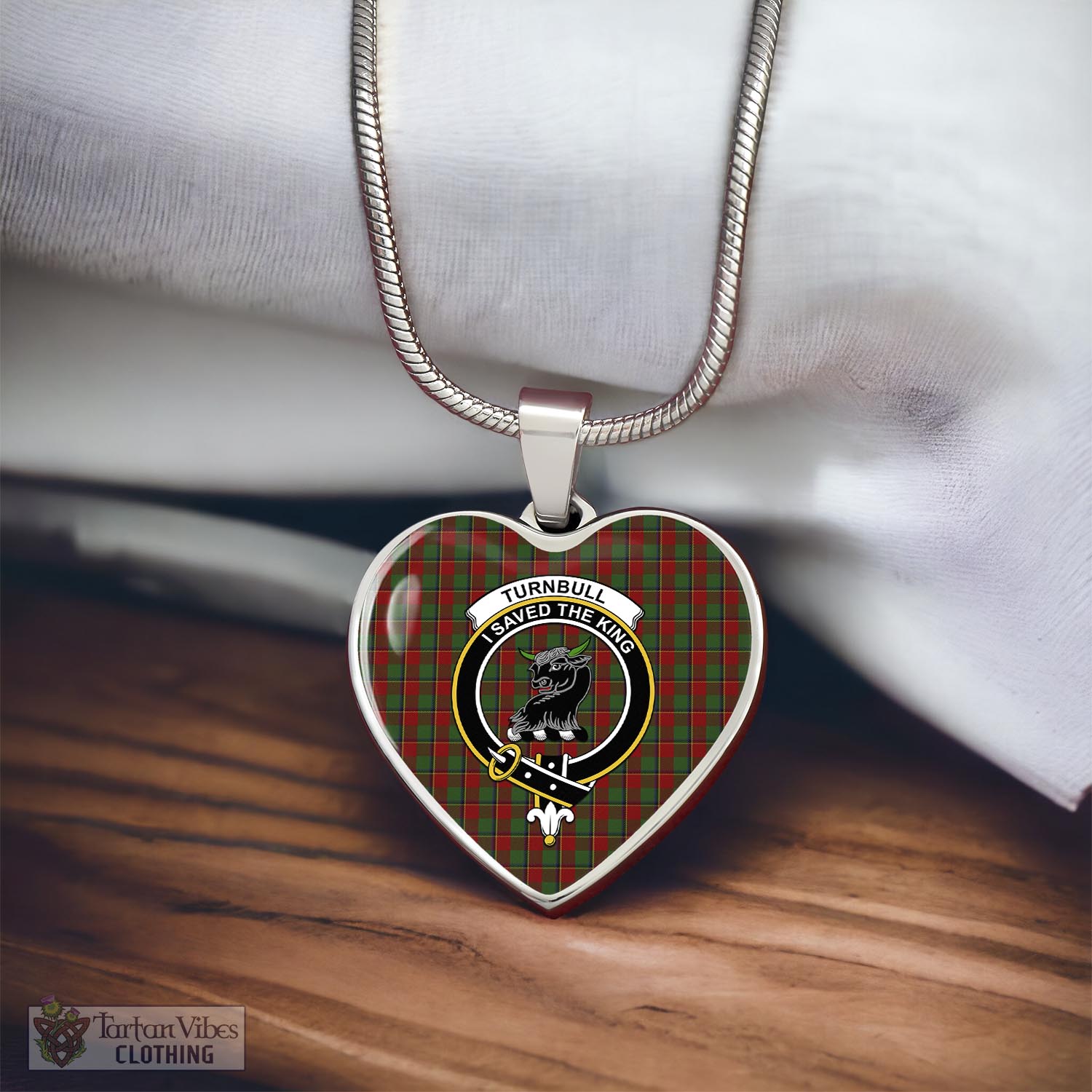 Tartan Vibes Clothing Turnbull Dress Tartan Heart Necklace with Family Crest